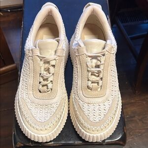 Dolce Vita Cream Woven Platform Sneakers